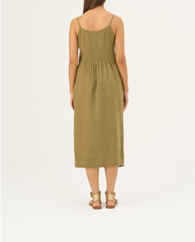 Fustan Lino Camilla – Olive Khaki
