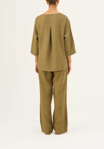 Bluzë Lino Bilberry – Olive Khaki