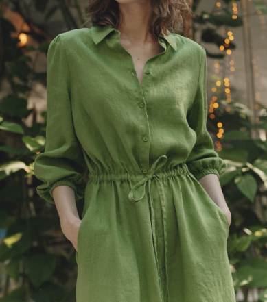 Fustan Lino Rhapsody – Foliage Green