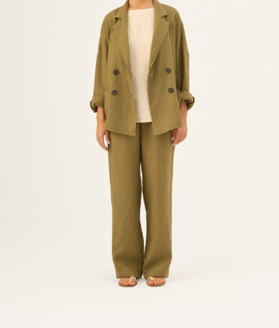 Pantallona Lino Willow – Olive Khaki