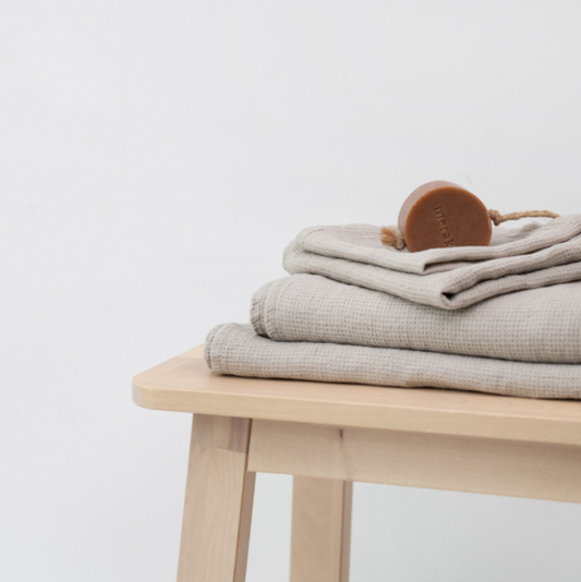 Peshqir lino me teksturë "Fine Waffle" - Beige