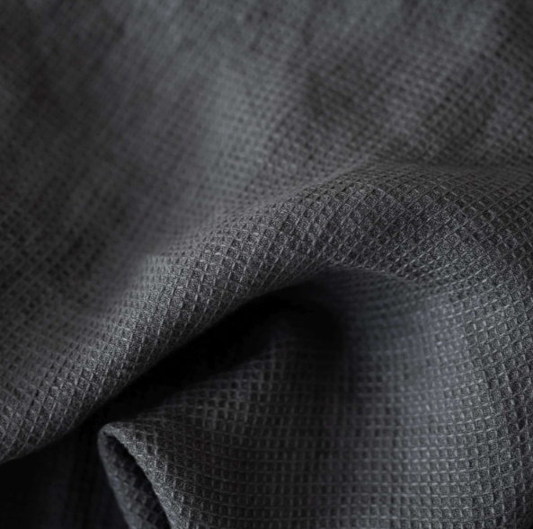 Peshqir lino me teksturë "Fine Waffle" - Dark gray