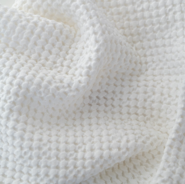 Peshqir “Honeycomb Waffle” prej lino & pambuku - White
