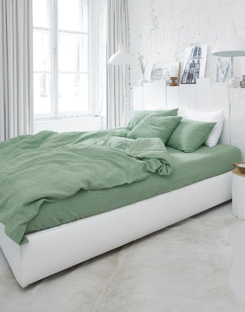 Set Premium Mbulesë Jorgani 100% Liri Jeshile Matcha (3 Copë)