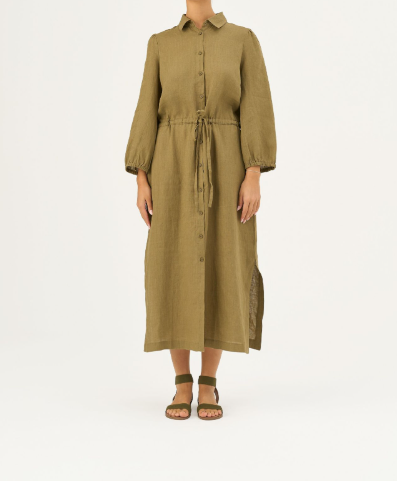 Fustan Lino Rhapsody – Olive Khaki