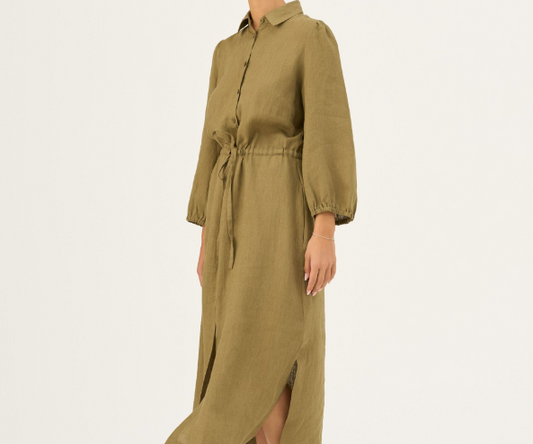 Fustan Lino Rhapsody – Olive Khaki