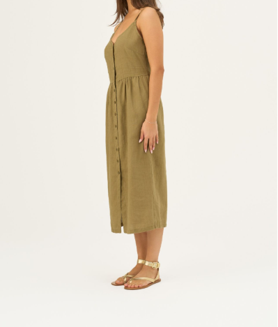 Fustan Lino Camilla – Olive Khaki