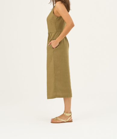 Fustan Lino Camilla – Olive Khaki