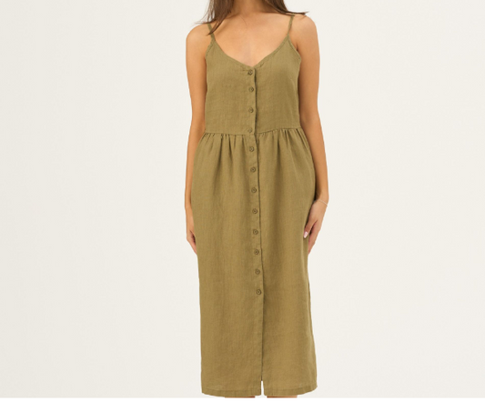 Fustan Lino Camilla – Olive Khaki