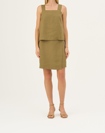 Bluzë Lino Polka – Olive Khaki