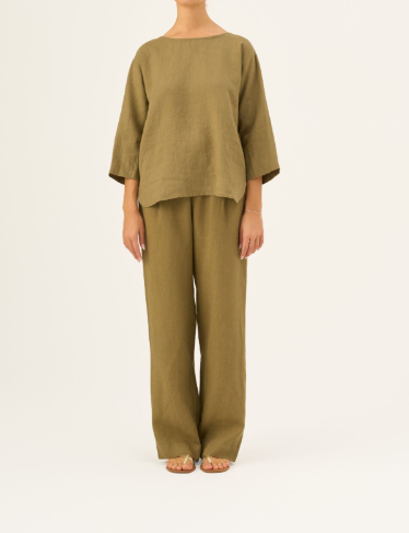 Bluzë Lino Bilberry – Olive Khaki