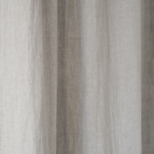 Set me 2 perde lino natyrale për natën me tunel për shufër - Beige