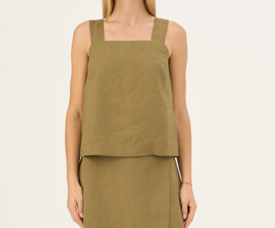 Bluzë Lino Polka – Olive Khaki