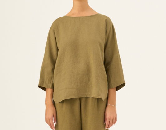 Bluzë Lino Bilberry – Olive Khaki