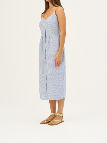 Fustan Lino Camilla – Blue White Stripes