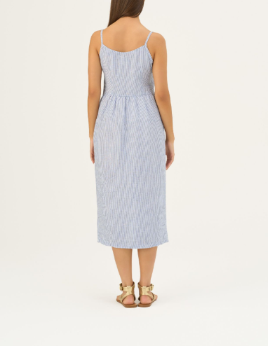 Fustan Lino Camilla – Blue White Stripes