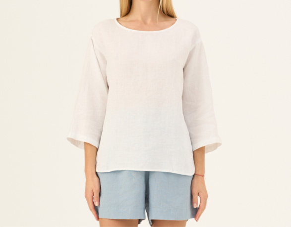 Bluzë Lino Bilberry - Optical White