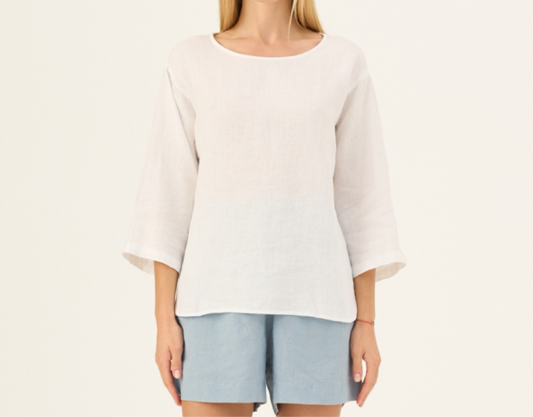 Bluzë Lino Bilberry - Optical White