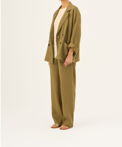 Pantallona Lino Willow – Olive Khaki