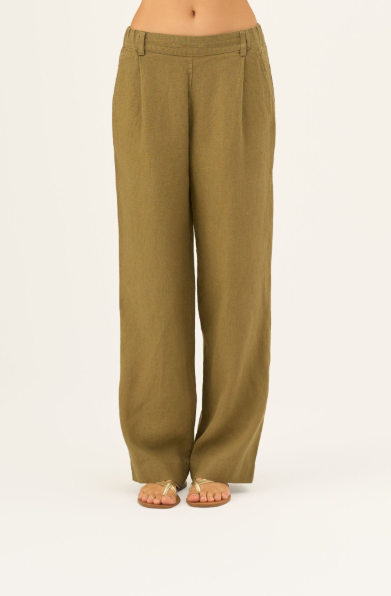 Pantallona Lino Willow – Olive Khaki