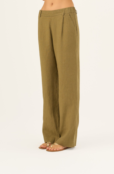 Pantallona Lino Willow – Olive Khaki