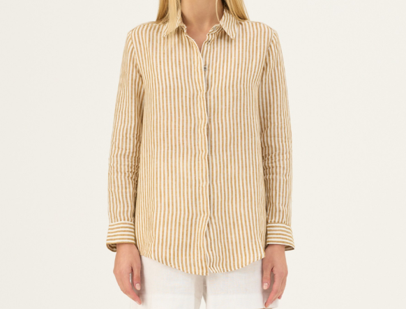 Këmishë Lino Azalea – Bronze White Stripes
