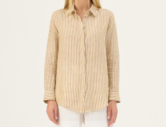 Këmishë Lino Azalea – Bronze White Stripes