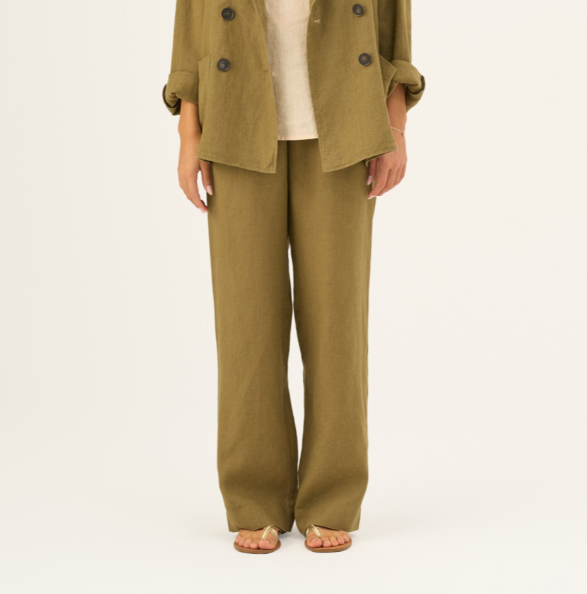 Pantallona Lino Willow – Olive Khaki