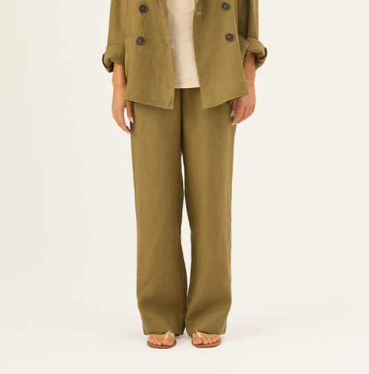 Pantallona Lino Willow – Olive Khaki
