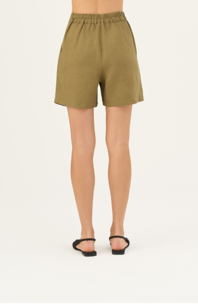 Pantallona të Shkurtra Lino Mirabilis – Olive Khaki