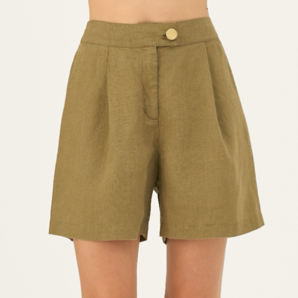 Pantallona të Shkurtra Lino Mirabilis – Olive Khaki