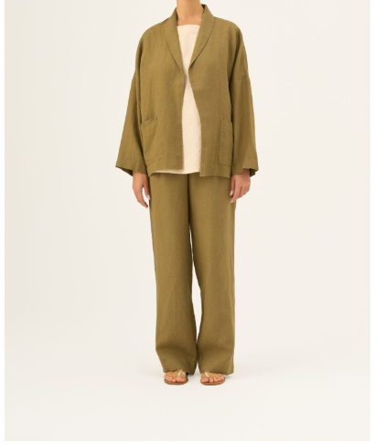 Xhaketë Lino e Hapur "Sonata" – Olive Khaki