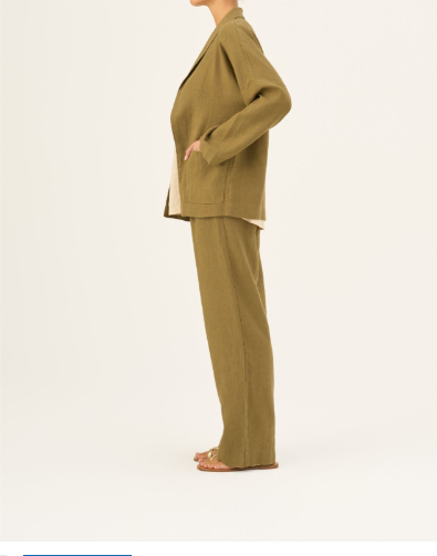 Xhaketë Lino e Hapur "Sonata" – Olive Khaki