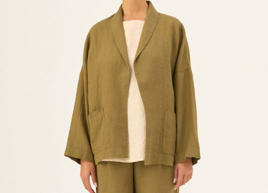 Xhaketë Lino e Hapur "Sonata" – Olive Khaki