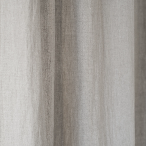 Set me 2 perde lino natyrale për natën me lidhëse në pjesën e sipërme - Beige