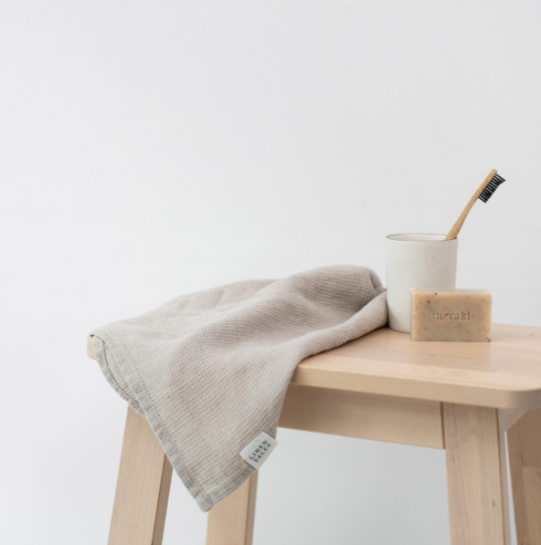 Peshqir lino me teksturë "Fine Waffle" - Beige