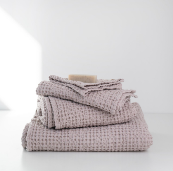 Peshqir “Honeycomb Waffle” prej lino & pambuku - Soft Pink