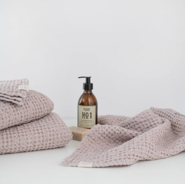 Peshqir “Honeycomb Waffle” prej lino & pambuku - Soft Pink