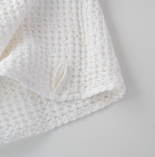 Peshqir “Honeycomb Waffle” prej lino & pambuku - White