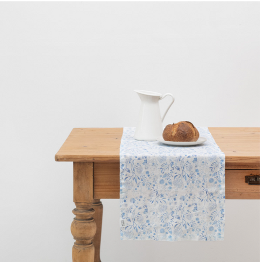 Set Tavoline Linen – White Botanical Blue (14 Copë)