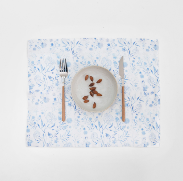 Set Tavoline Linen – White Botanical Blue (14 Copë)