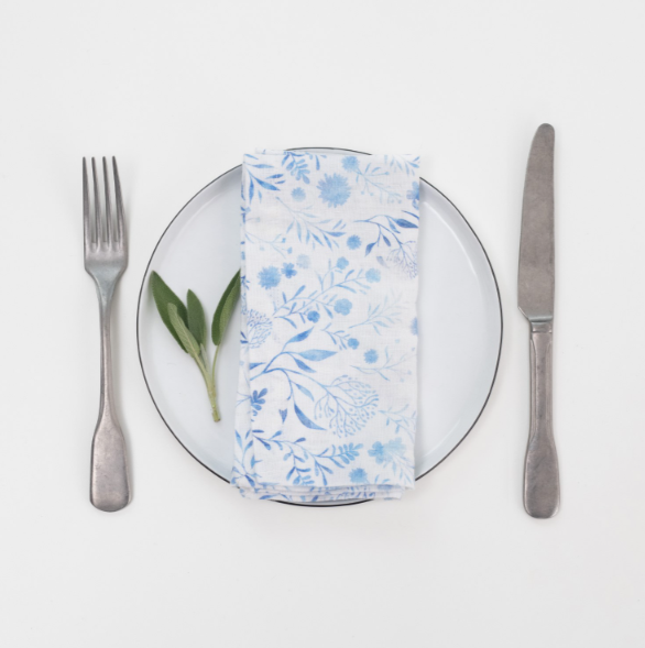 Set Pecetash – White Botanical Blue (2 copë)