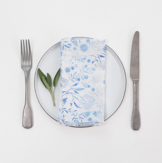 Set Pecetash – White Botanical Blue (2 copë)