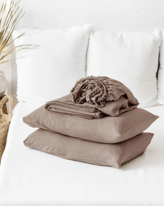 Set Hotelieri Premium – 100% Liri ngjyrë Moka (Stone-Washed)