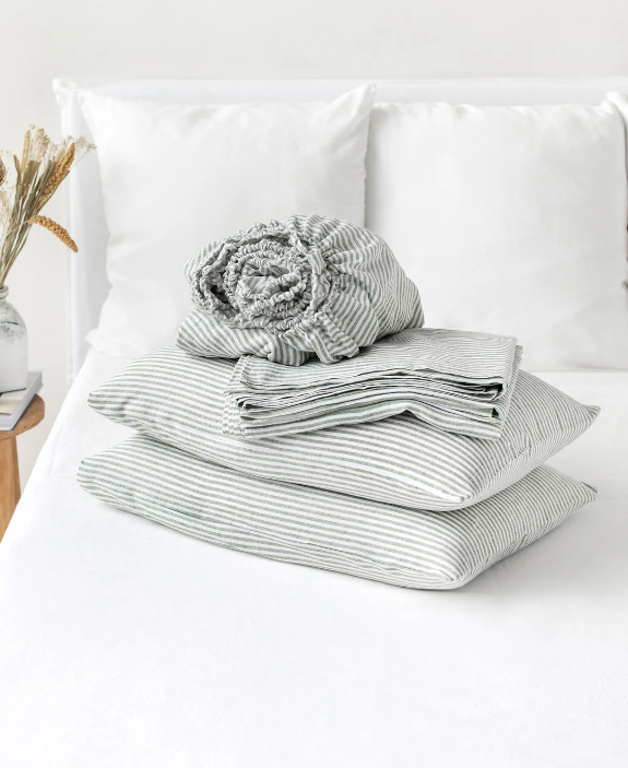 Set Hotelieri Premium – 100% Liri me Vija Jeshile (Stone-Washed)