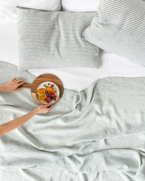 Set Hotelieri Premium – 100% Liri me Vija Jeshile (Stone-Washed)