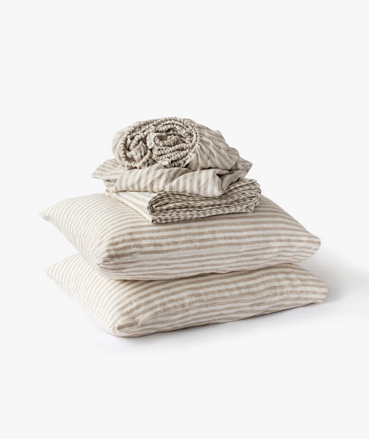 Set Premium – 100% Liri me Vija Natyrale dhe të Bardha (Stone-Washed)