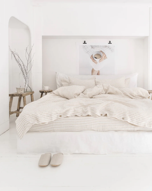 Set Premium – 100% Liri me Vija Natyrale dhe të Bardha (Stone-Washed)