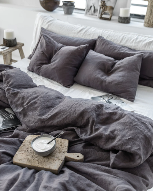 Mbulesë Jorgani Premium 100% Liri Gri e Errët