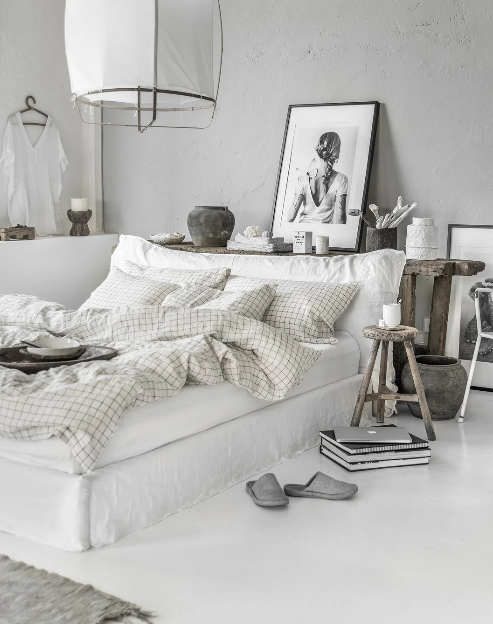 Mbulesë Jorgani Premium 100% Liri me Kuadrate Gri të Errët